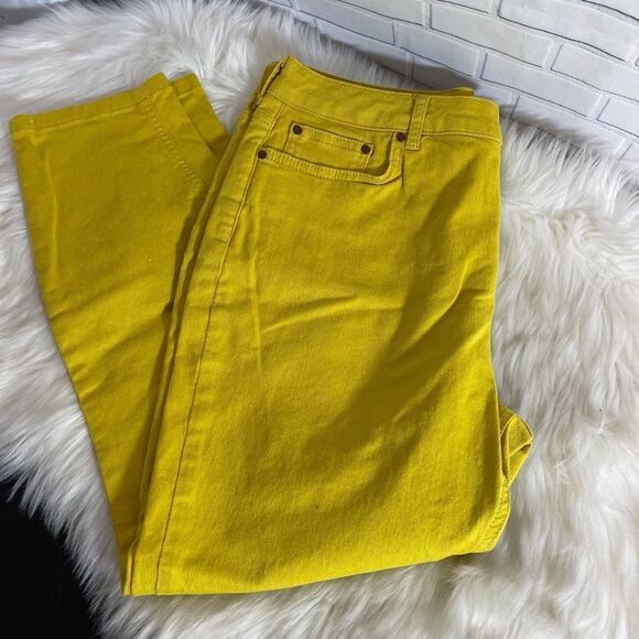 Boden Soho Skinny Yellow Ankle Crop Jean Sz 10R - Picture 2 of 11